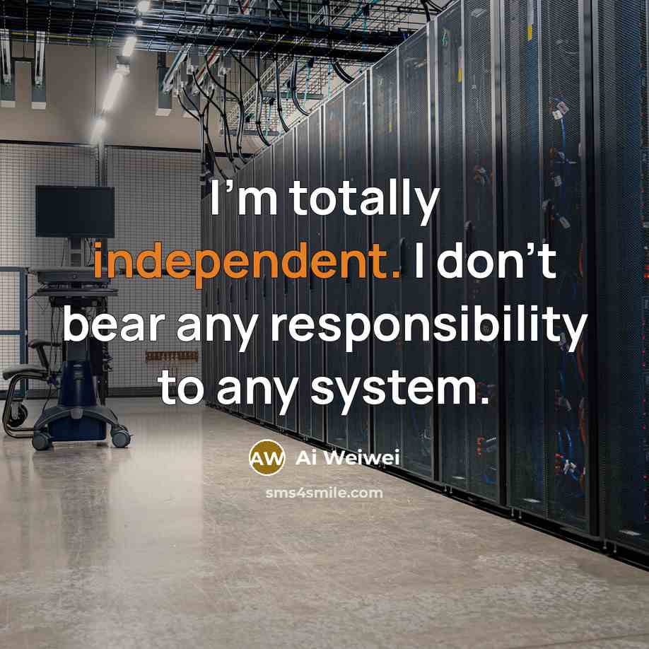 “I'm totally independent. I don't bear any responsibility to any…” quote by Ai Weiwei
