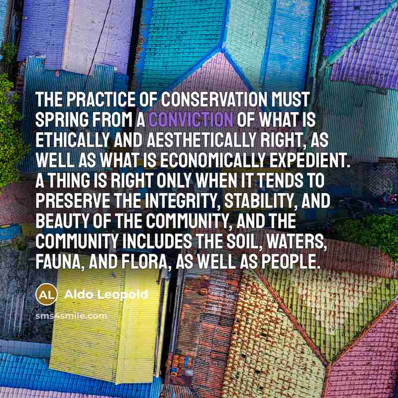 “The practice of conservation must spring from a conviction of…” quote by Aldo Leopold