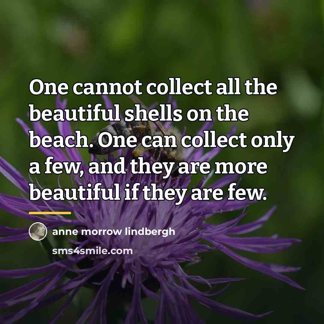 “One cannot collect all the beautiful shells on the beach.…” quote by Anne Morrow Lindbergh