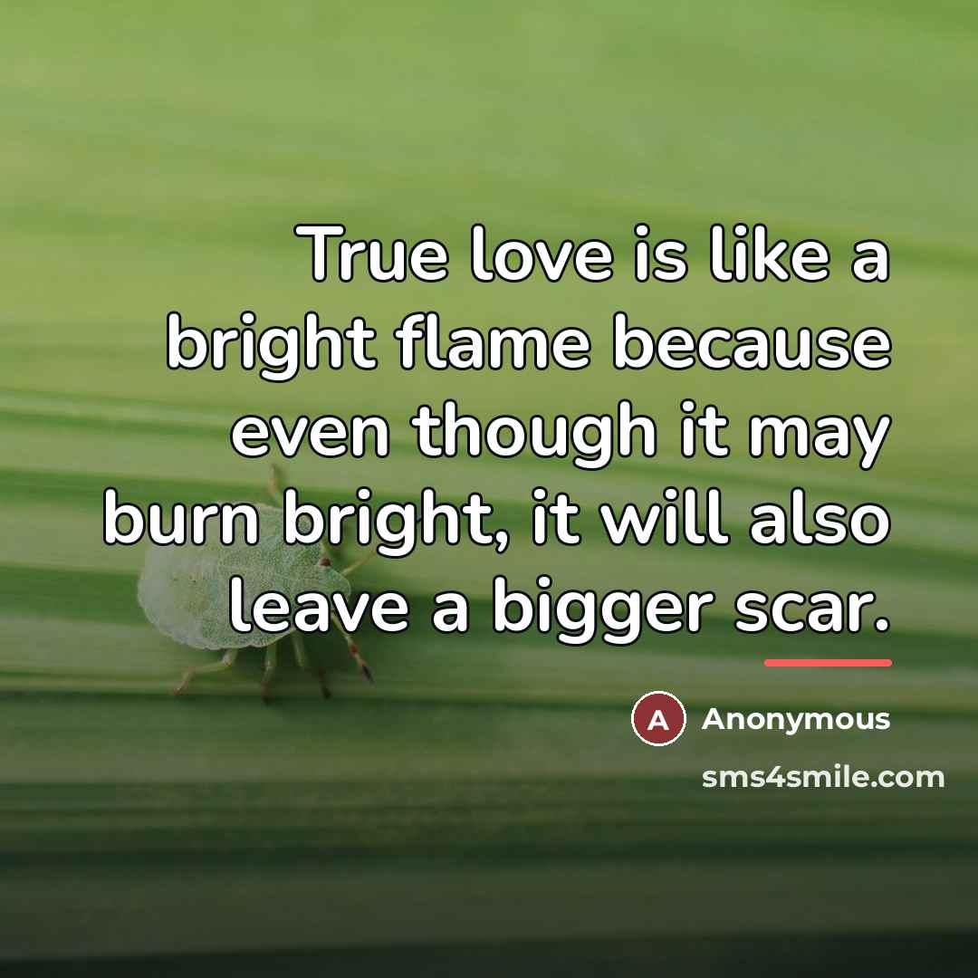 “True love is like a bright flame because even though…” quote by Anonymous