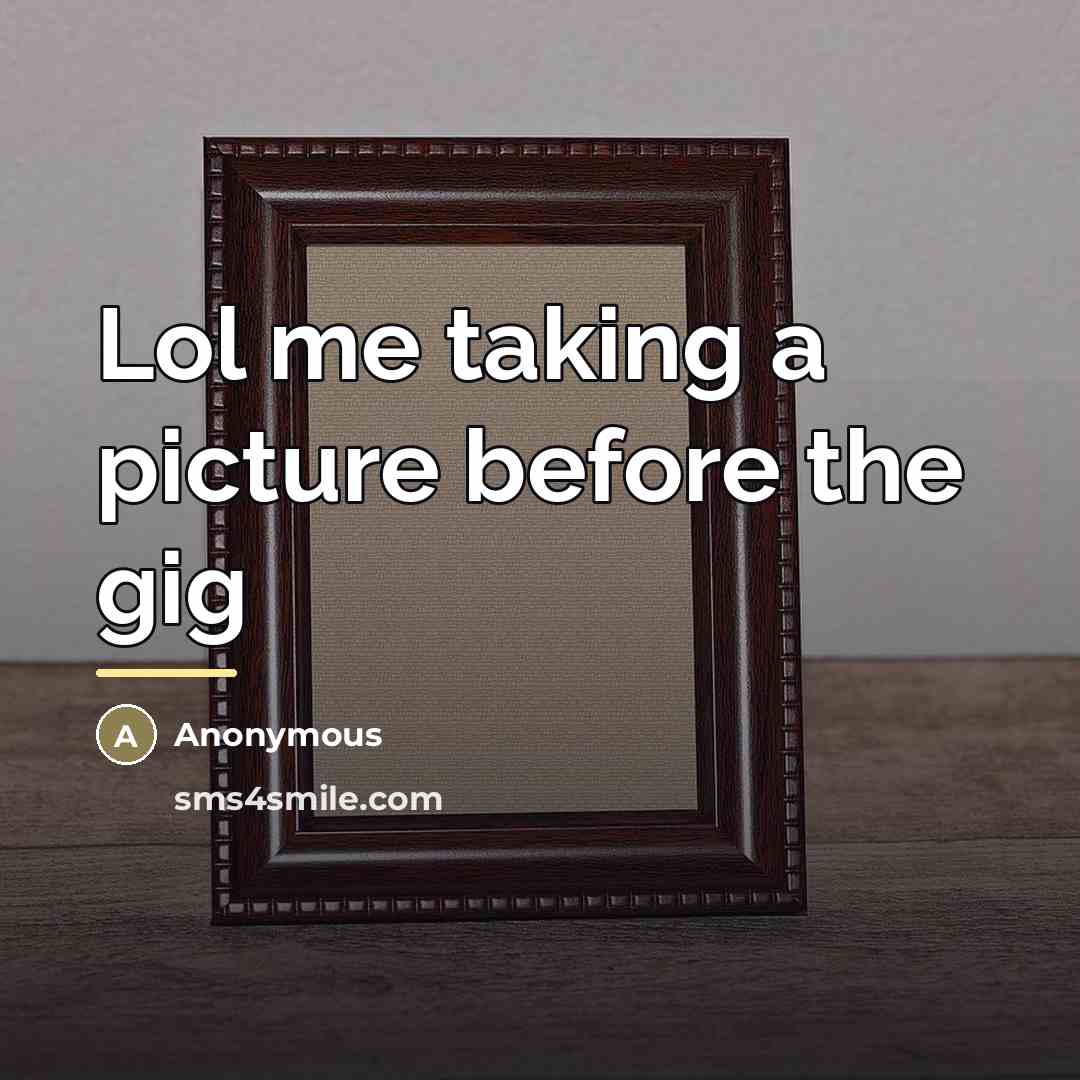 “Lol me taking a picture before the gig…” quote by Anonymous