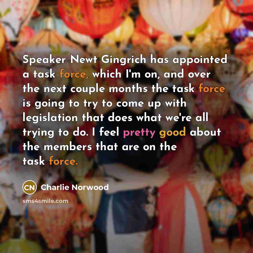 “Speaker Newt Gingrich has appointed a task force, which I'm…” quote by Charlie Norwood