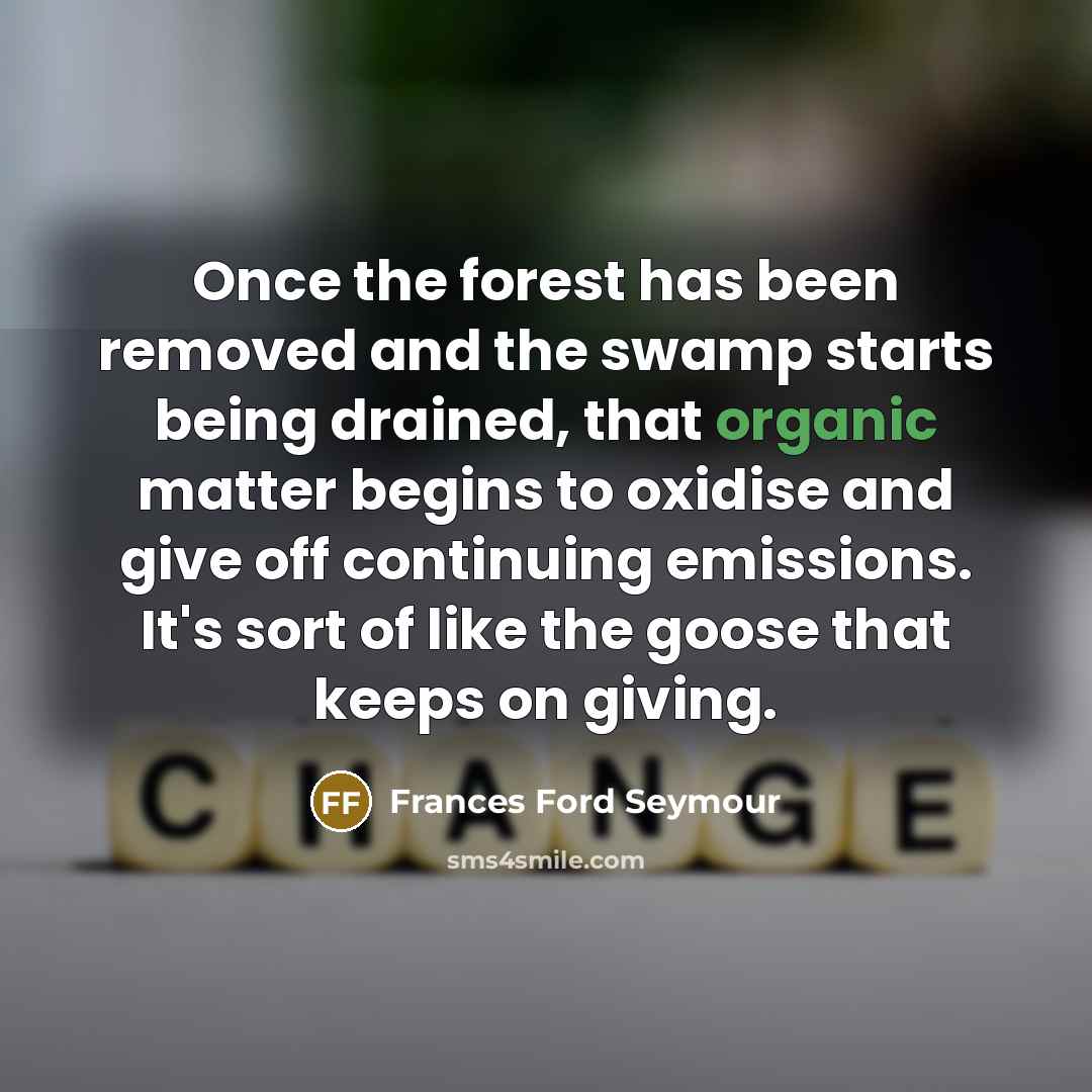 “Once the forest has been removed and the swamp starts…” quote by Frances Ford Seymour