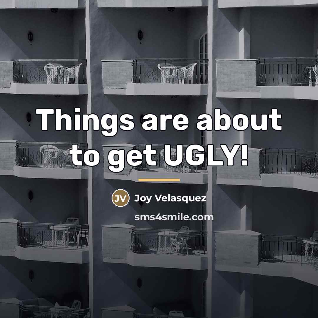“Things are about to get UGLY!…” quote by Joy Velasquez