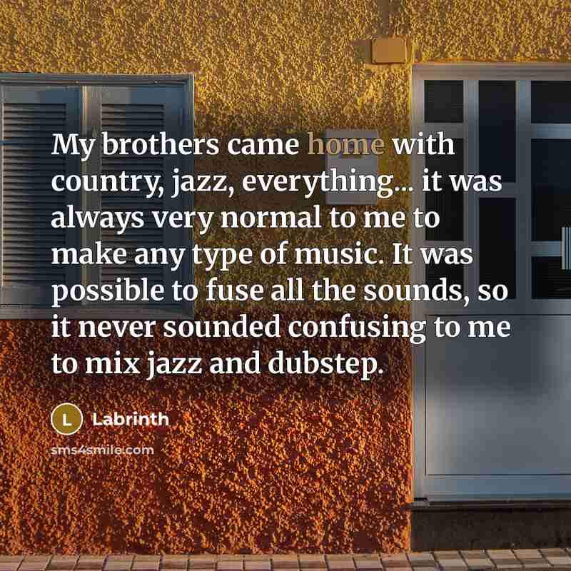 “My brothers came home with country, jazz, everything... it was…” quote by Labrinth