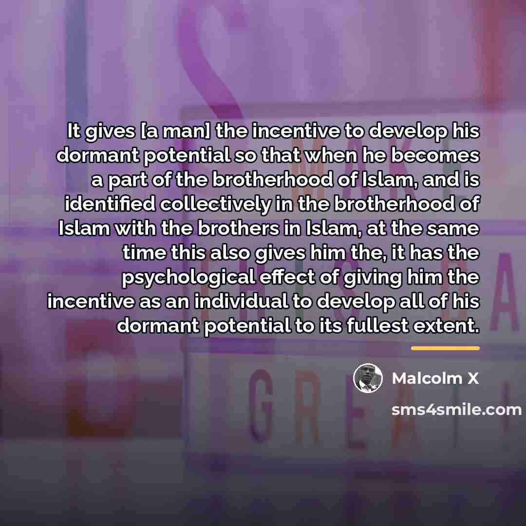 “It gives [a man] the incentive to develop his dormant…” quote by Malcolm X