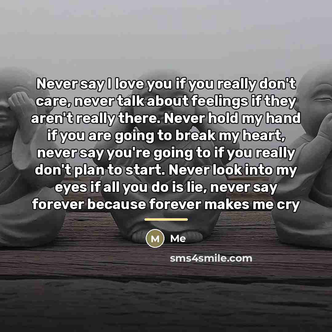 “Never say I love you if you really don't care,…” quote by Me