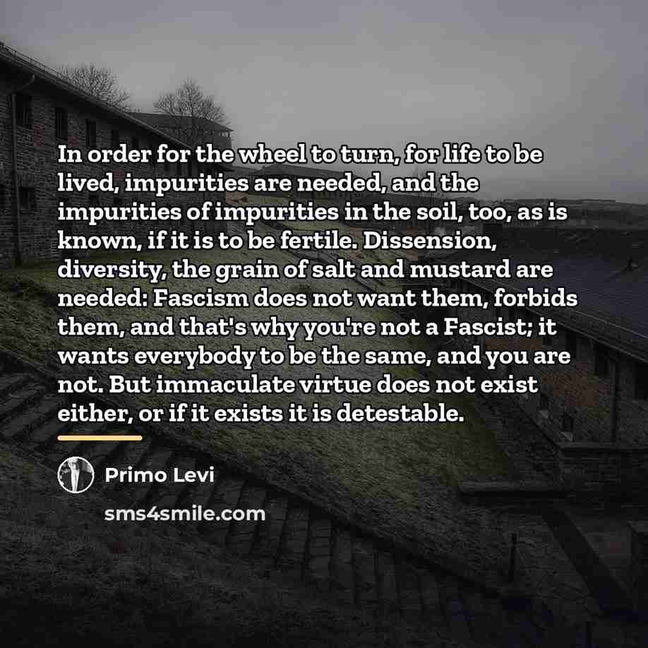 “In order for the wheel to turn, for life to…” quote by Primo Levi