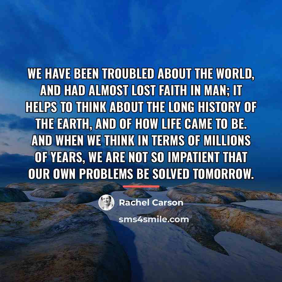 “We have been troubled about the world, and had almost…” quote by Rachel Carson