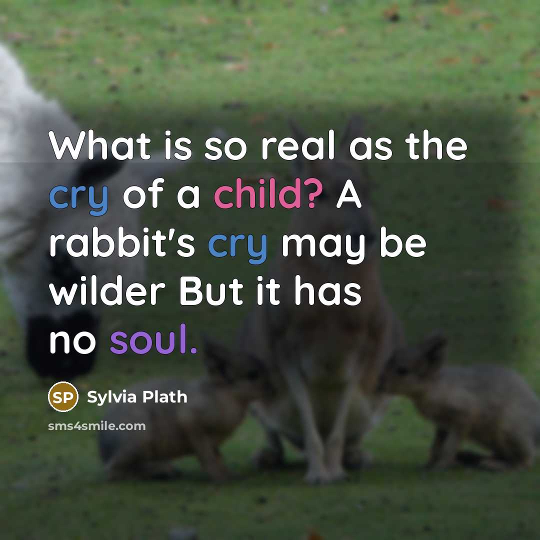 “What is so real as the cry of a child? A rabbit's cry may be wilder But it has no soul.” quote by Sylvia Plath