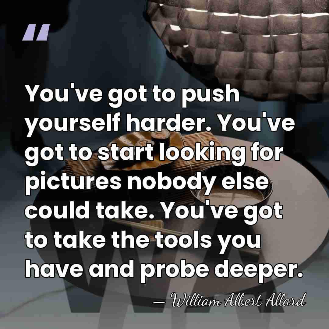 You've got to push yourself harder. You've got to start looking for&hellip; - William Albert Allard