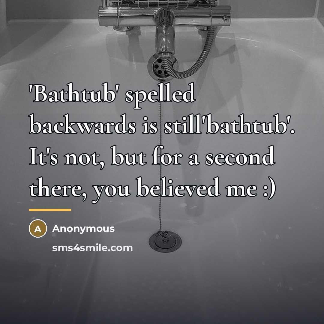 “'Bathtub' spelled backwards is still'bathtub'. It's not, but for a…” quote by Anonymous