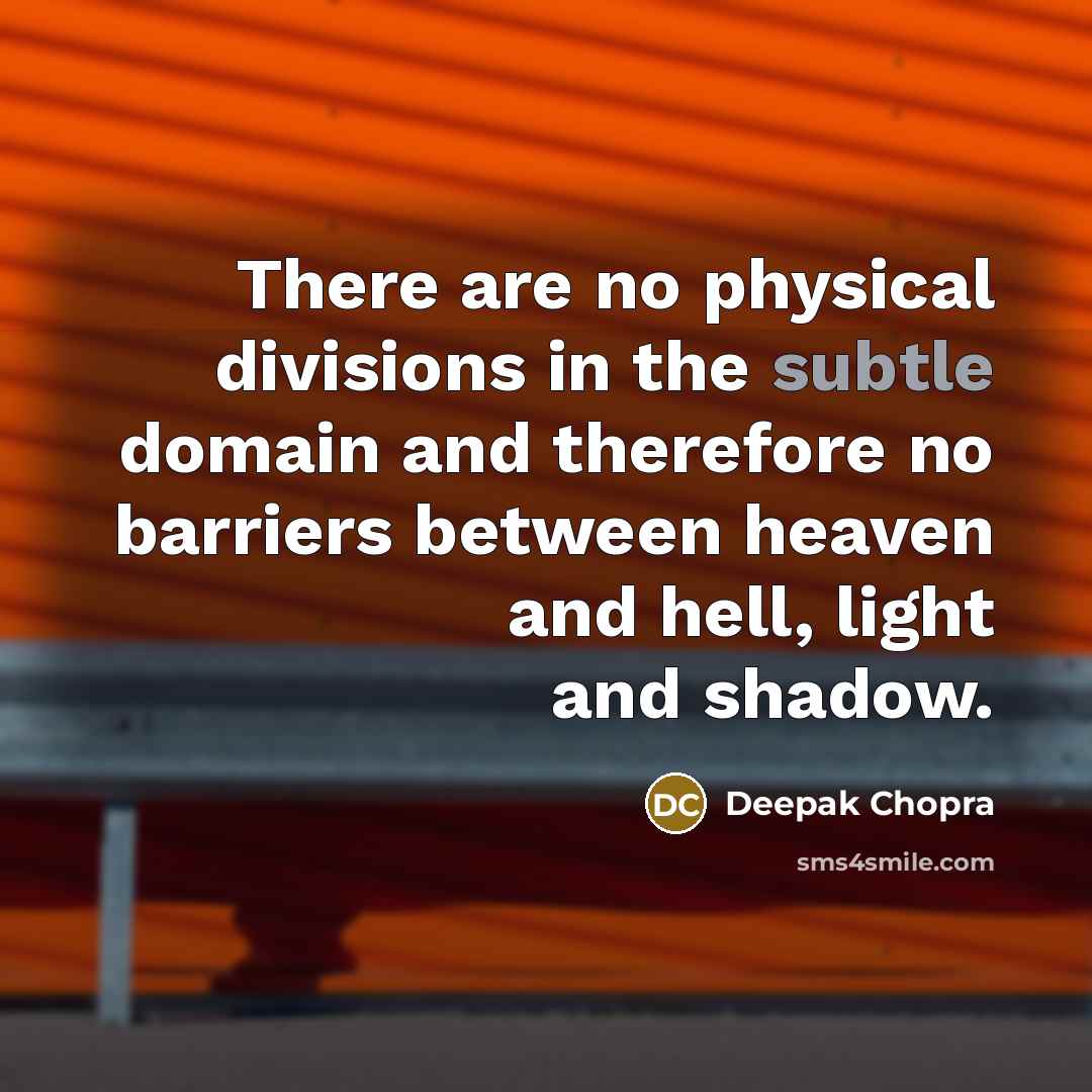 “There are no physical divisions in the subtle domain and…” quote by Deepak Chopra