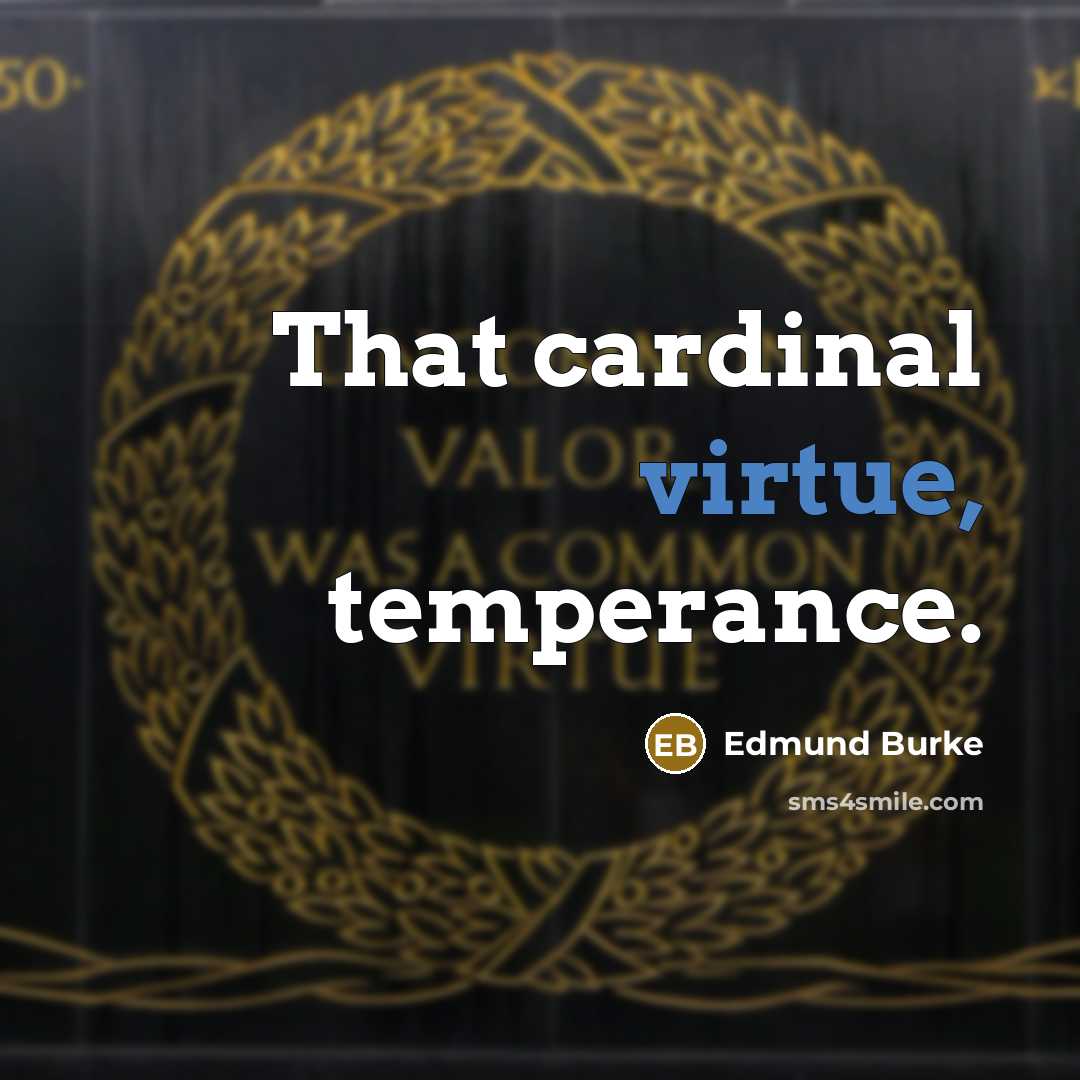 “That cardinal virtue, temperance.…” quote by Edmund Burke
