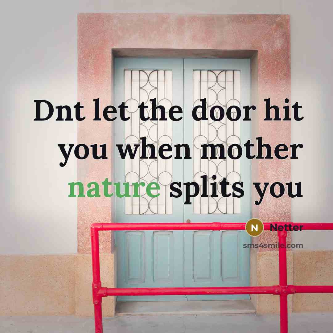 “Dnt let the door hit you when mother nature splits you” quote by Netter