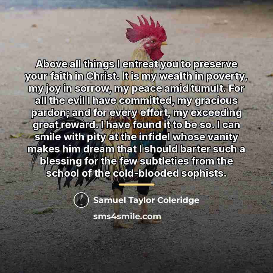 “Above all things I entreat you to preserve your faith…” quote by Samuel Taylor Coleridge