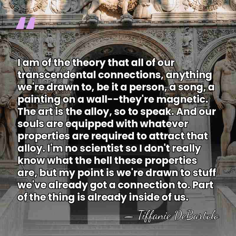 I am of the theory that all of our transcendental connections, anything&hellip; - Tiffanie DeBartolo