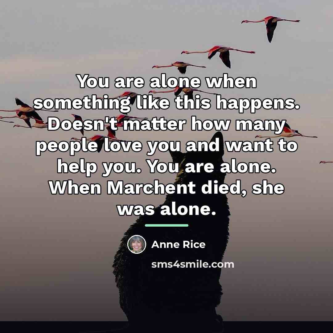 “You are alone when something like this happens. Doesn't matter…” quote by Anne Rice