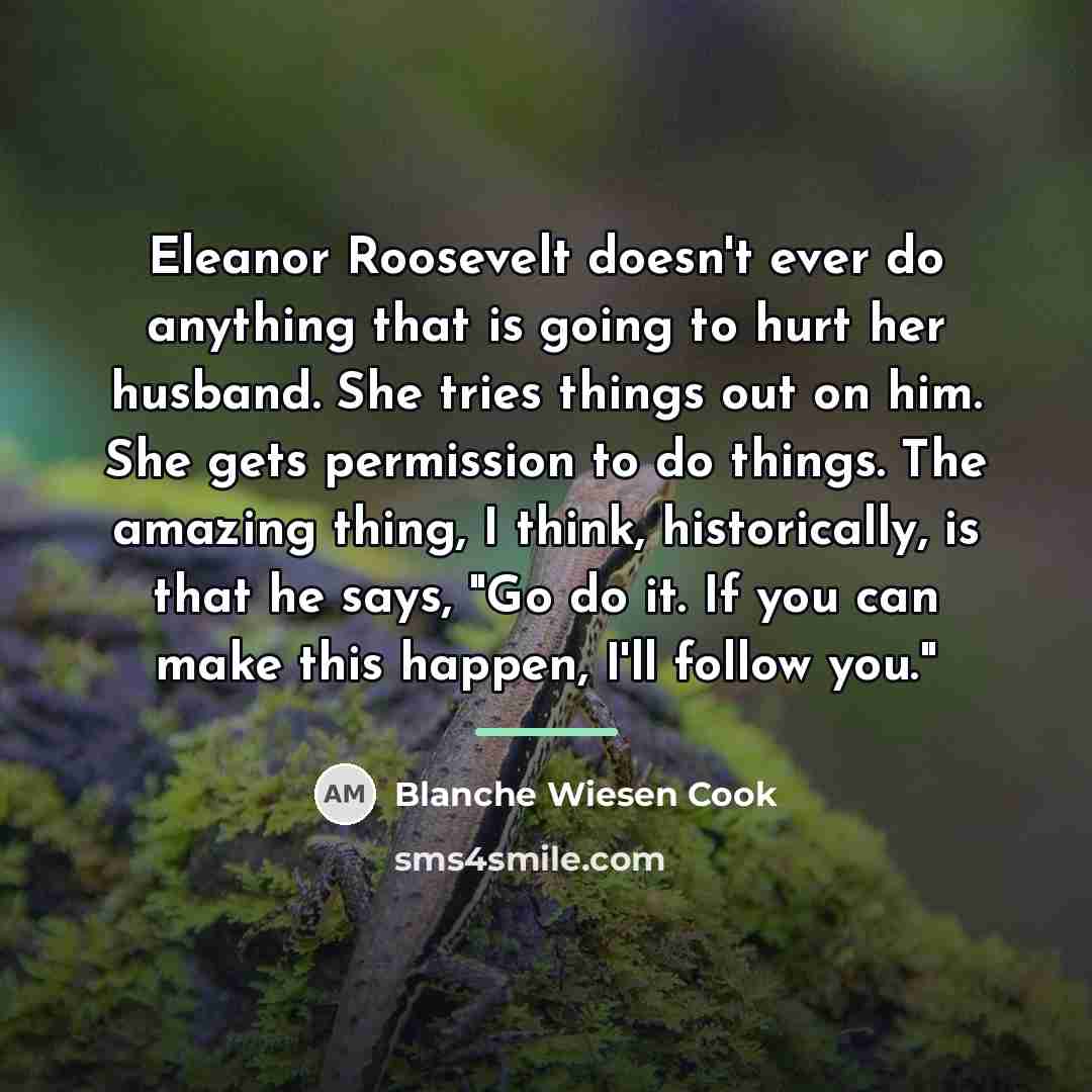“Eleanor Roosevelt doesn't ever do anything that is going to…” quote by Blanche Wiesen Cook