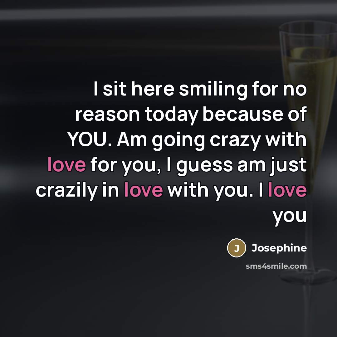 “I sit here smiling for no reason today because of…” quote by Josephine