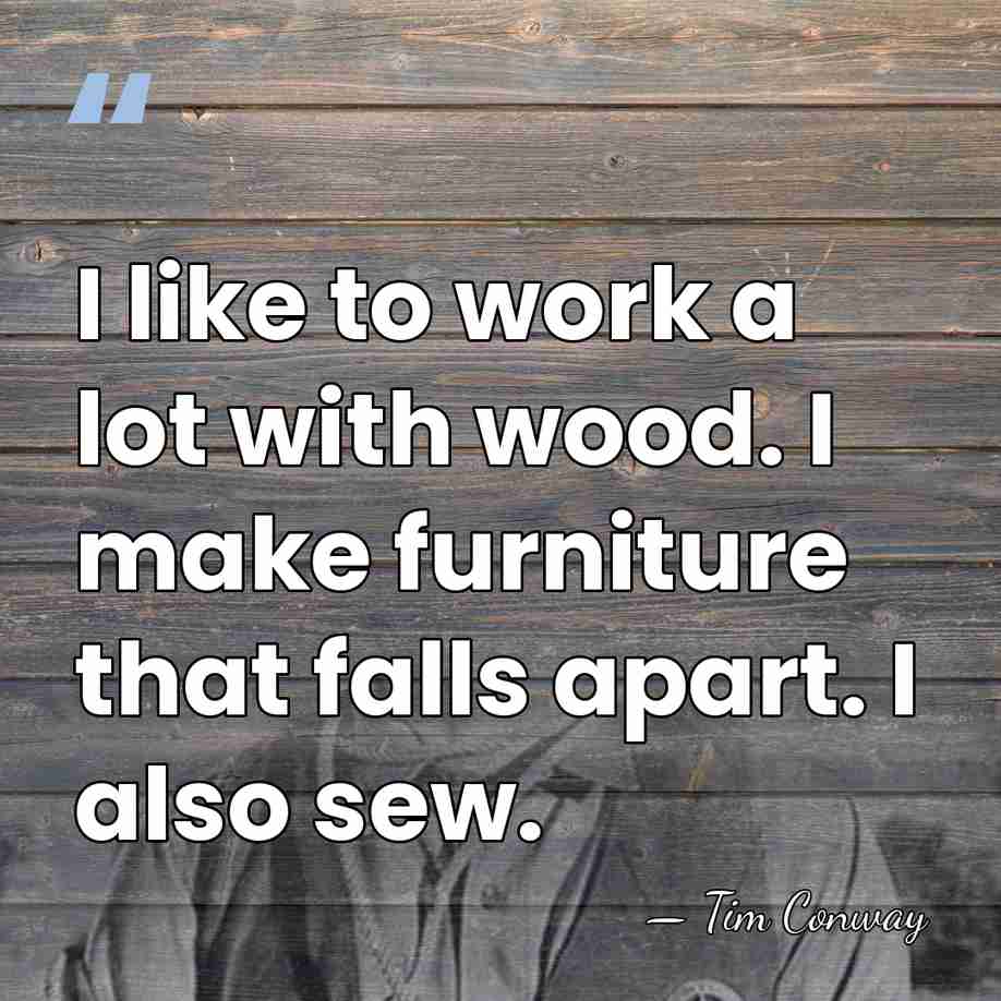 I like to work a lot with wood. I make furniture that&hellip; - Tim Conway
