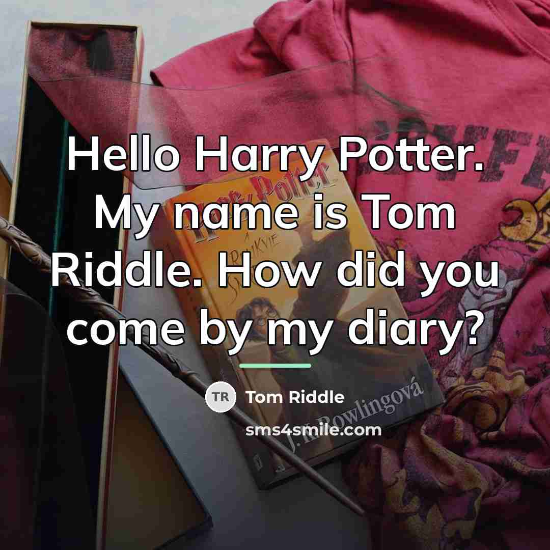 “Hello Harry Potter. My name is Tom Riddle. How did…” quote by Tom Riddle