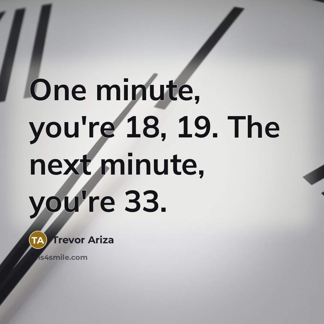 “One minute, you're 18, 19. The next minute, you're 33.…” quote by Trevor Ariza