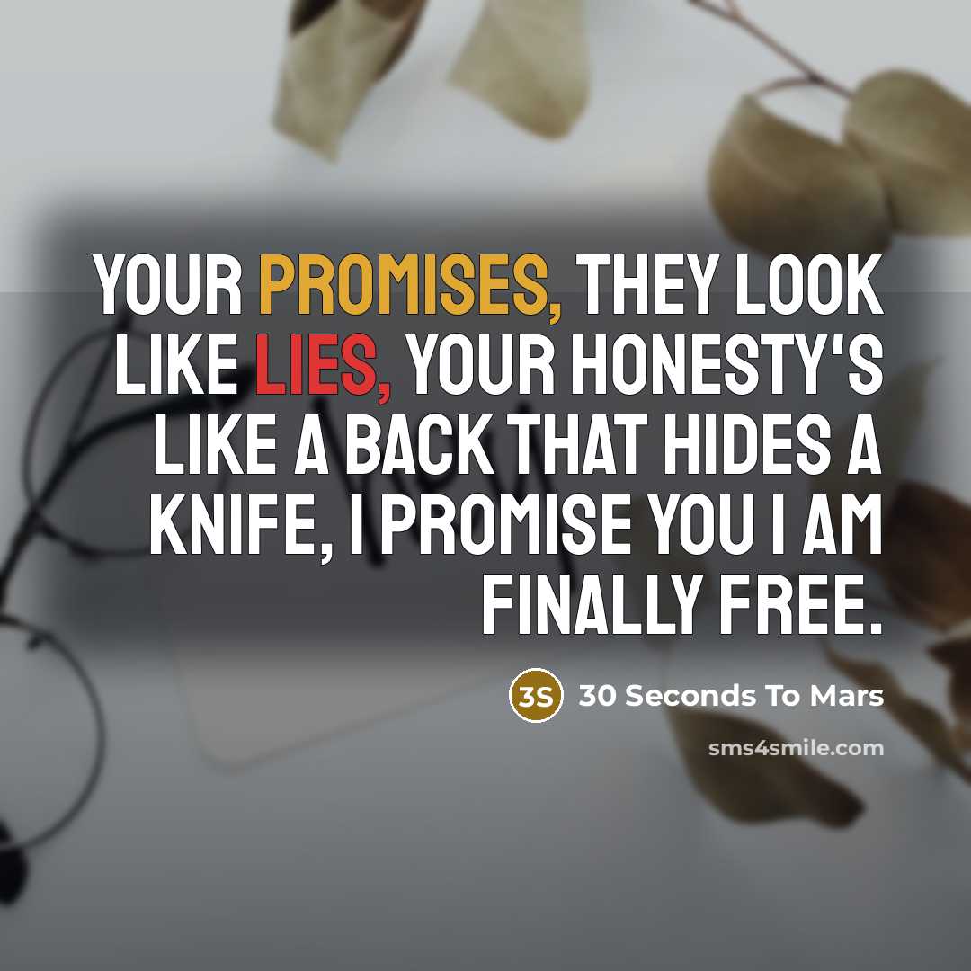 “Your promises, they look like lies, your honesty's like a…” quote by 30 Seconds To Mars