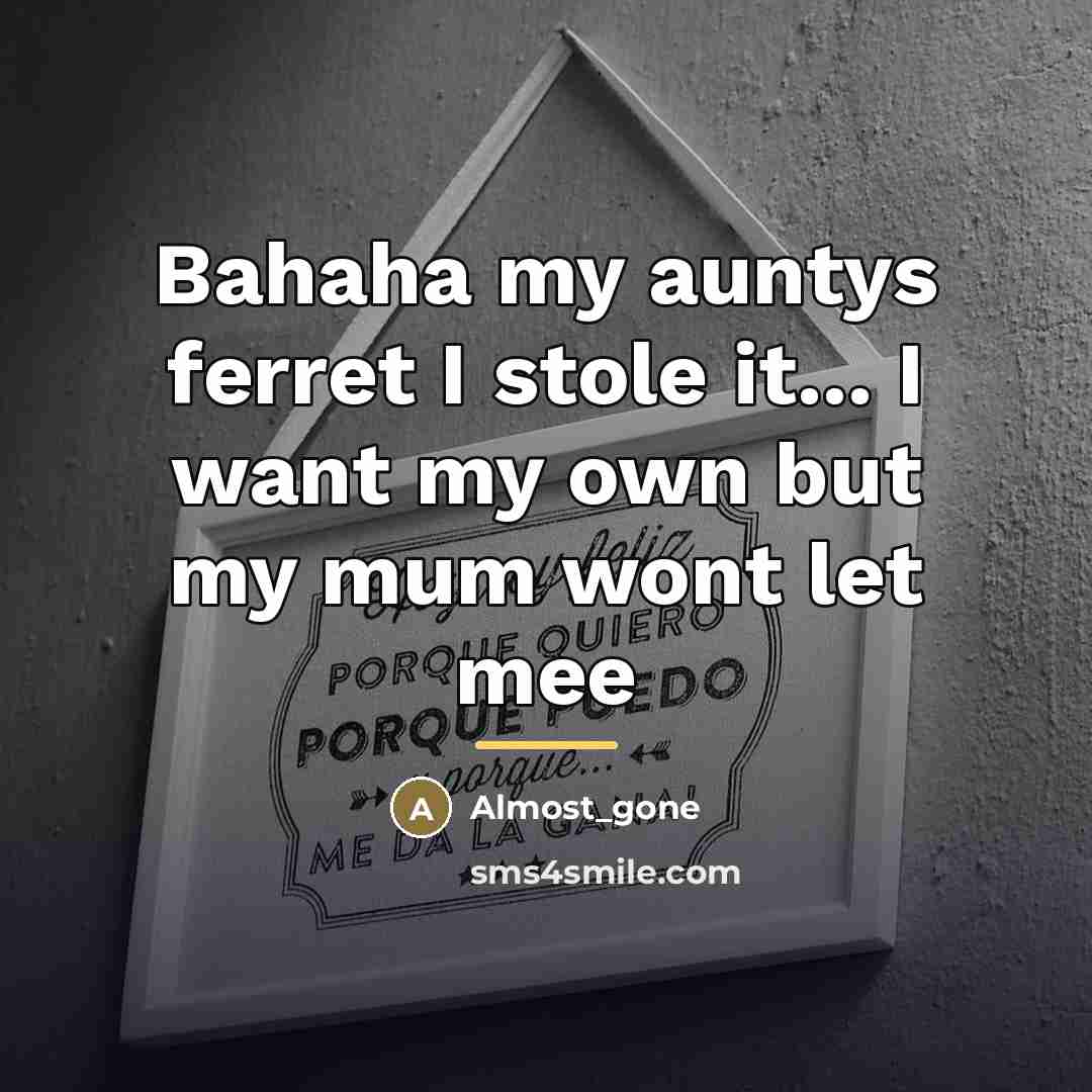 “Bahaha my auntys ferret I stole it... I want my…” quote by Almost_gone