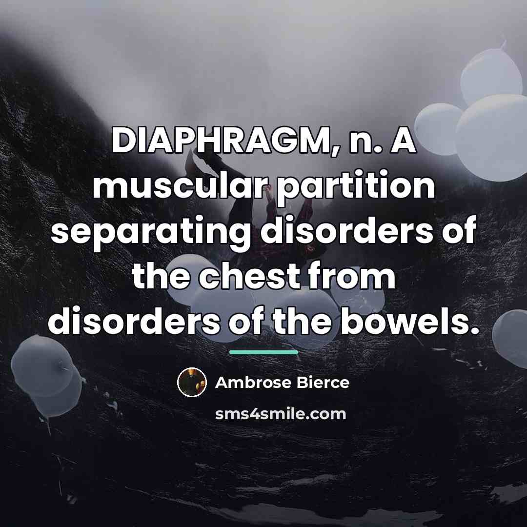 “DIAPHRAGM, n. A muscular partition separating disorders of the chest…” quote by Ambrose Bierce