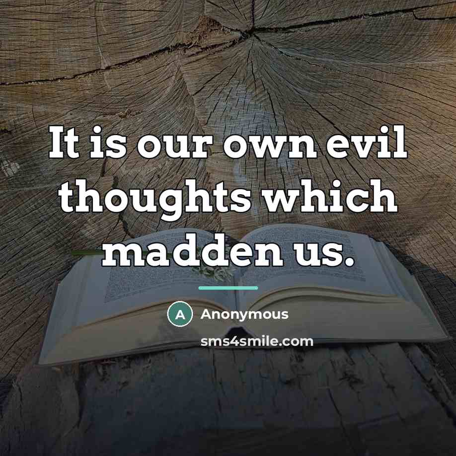 “It is our own evil thoughts which madden us.…” quote by Anonymous