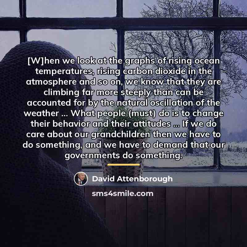 “[W]hen we look at the graphs of rising ocean temperatures,…” quote by David Attenborough