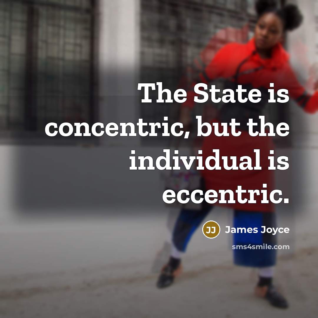 “The State is concentric, but the individual is eccentric.…” quote by James Joyce