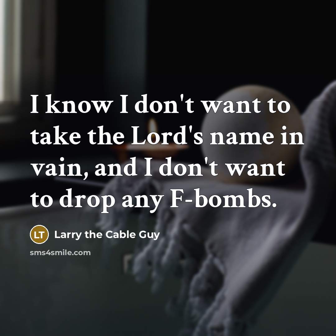 “I know I don't want to take the Lord's name…” quote by Larry the Cable Guy