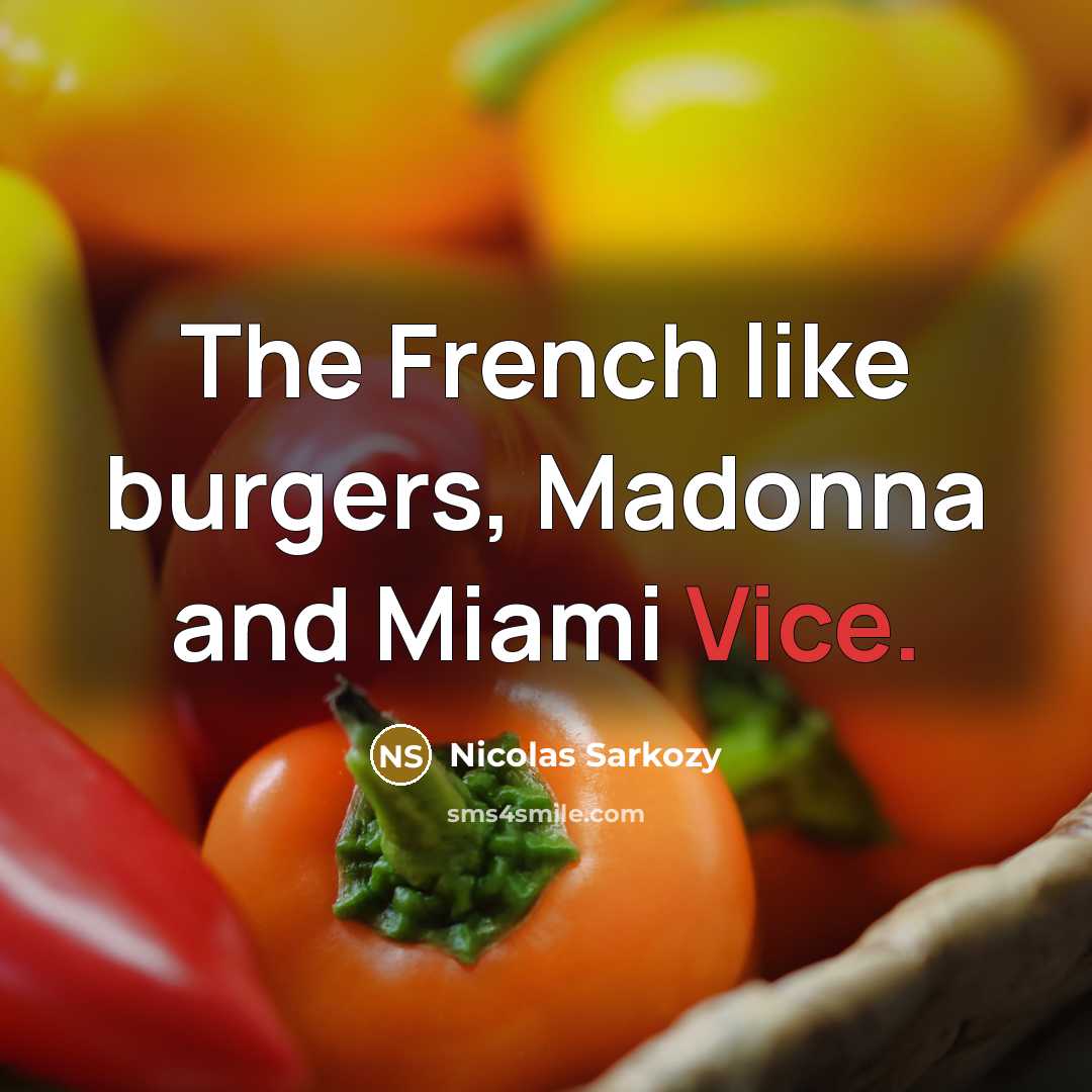 “The French like burgers, Madonna and Miami Vice.…” quote by Nicolas Sarkozy
