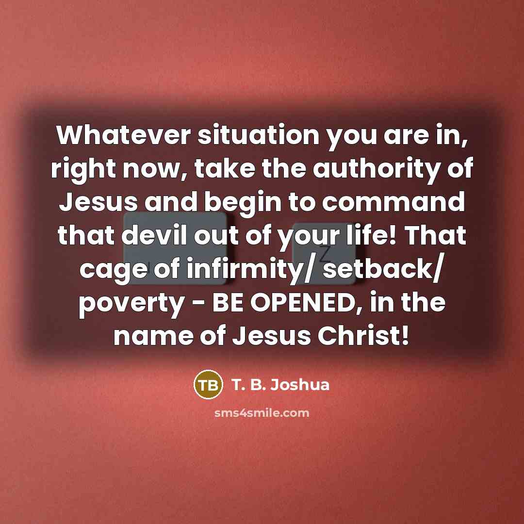 “Whatever situation you are in, right now, take the authority…” quote by T. B. Joshua