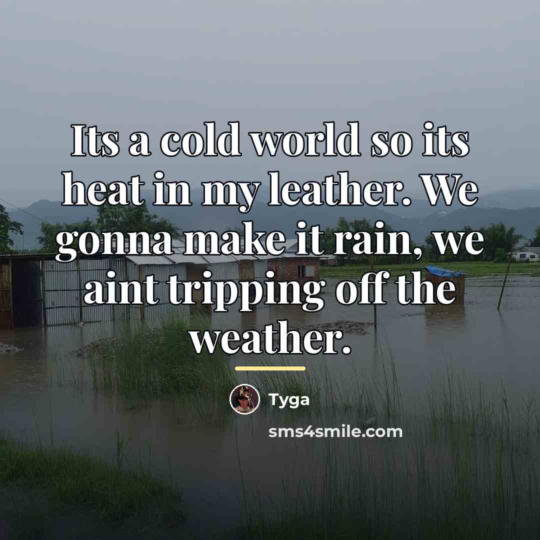 “Its a cold world so its heat in my leather.…” quote by Tyga