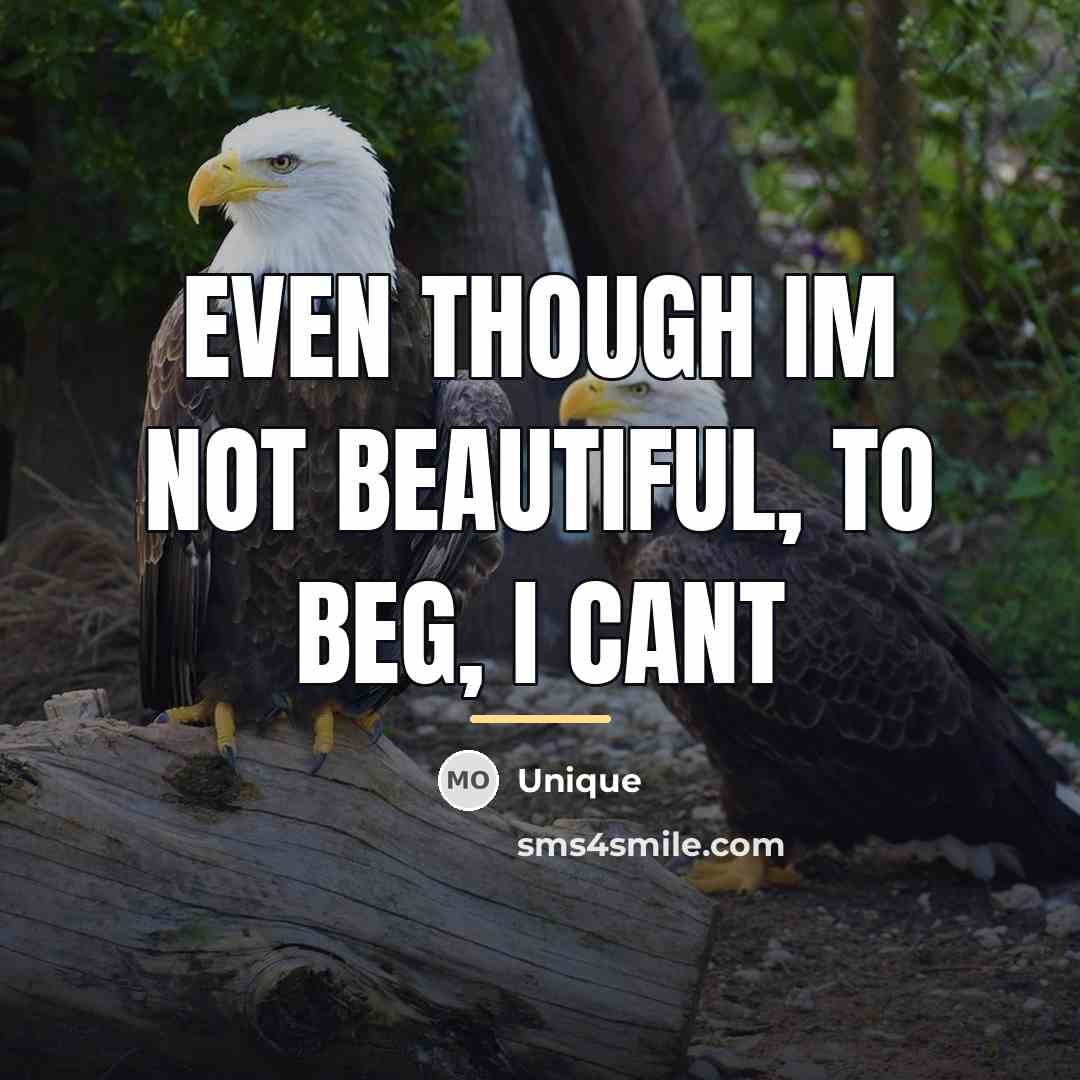 “EVEN THOUGH IM NOT BEAUTIFUL, TO BEG, I CANT…” quote by Unique