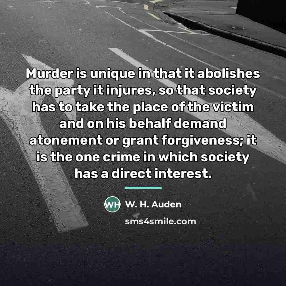 “Murder is unique in that it abolishes the party it…” quote by W. H. Auden