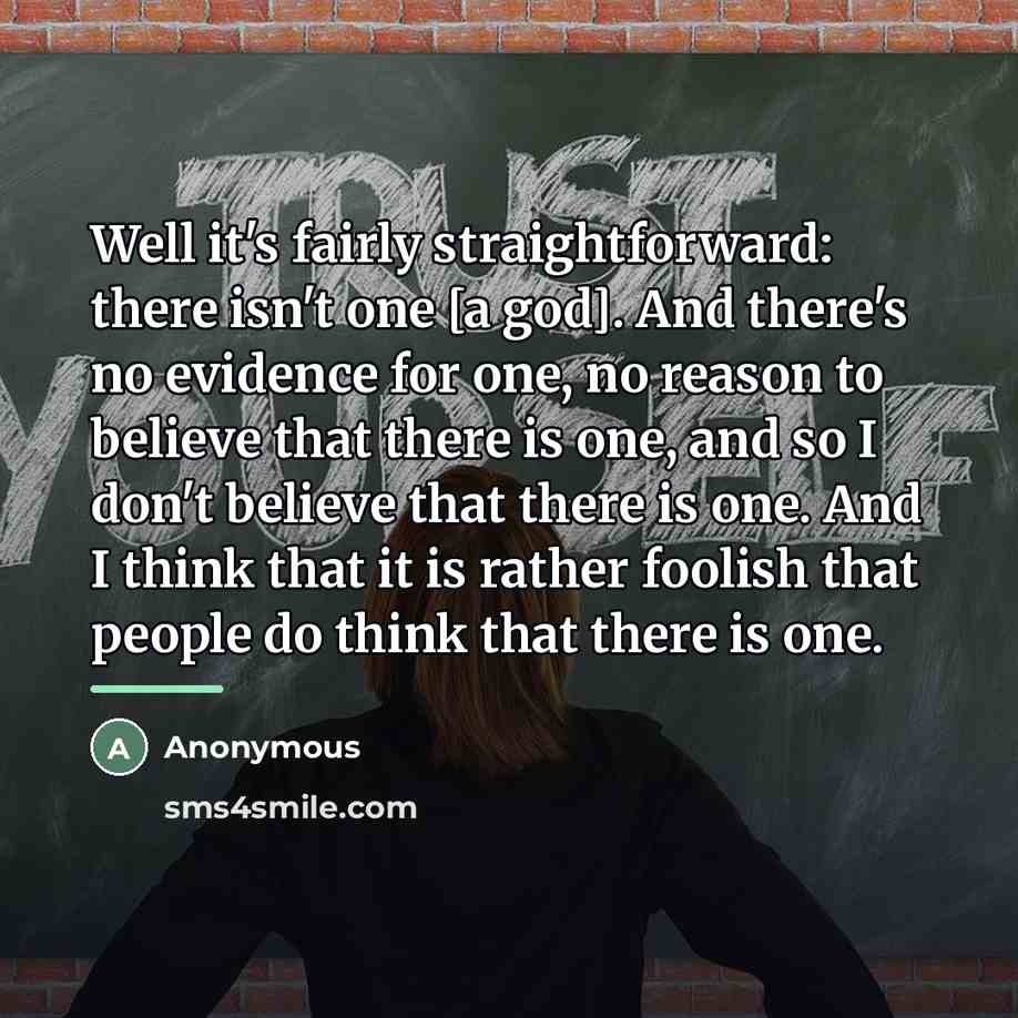 “Well it's fairly straightforward: there isn't one [a god]. And…” quote by Anonymous