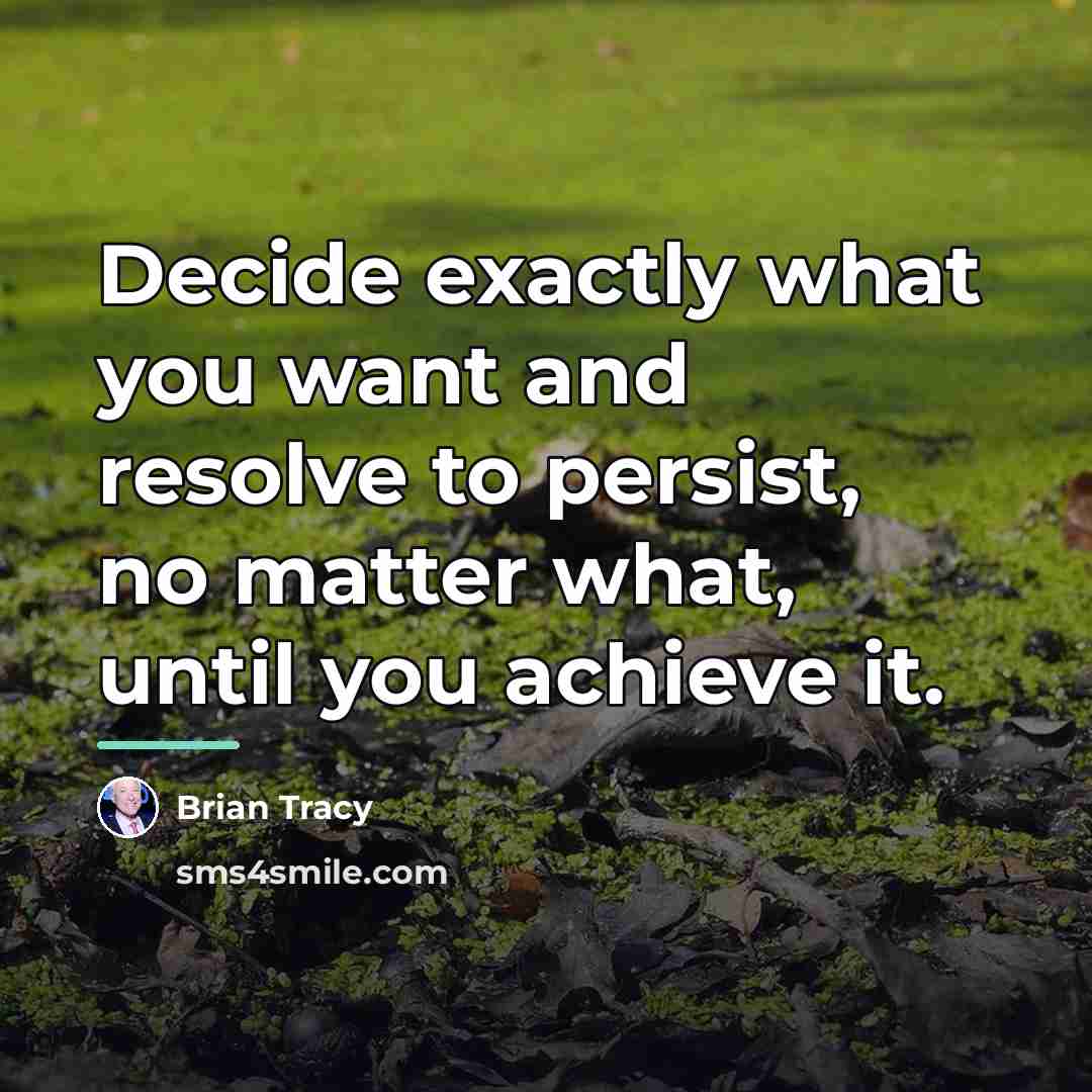 “Decide exactly what you want and resolve to persist, no…” quote by Brian Tracy
