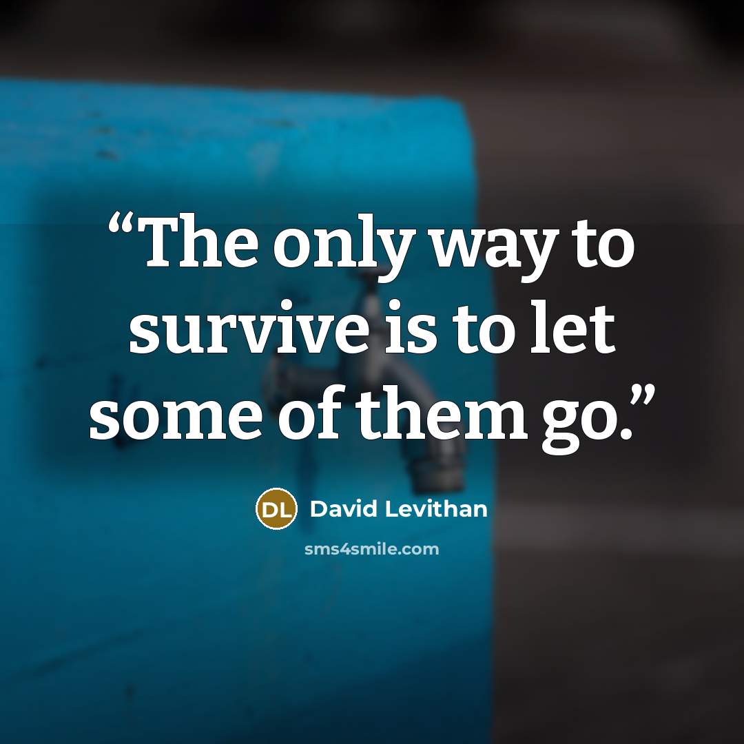“The only way to survive is to let some of them go.” quote by David Levithan