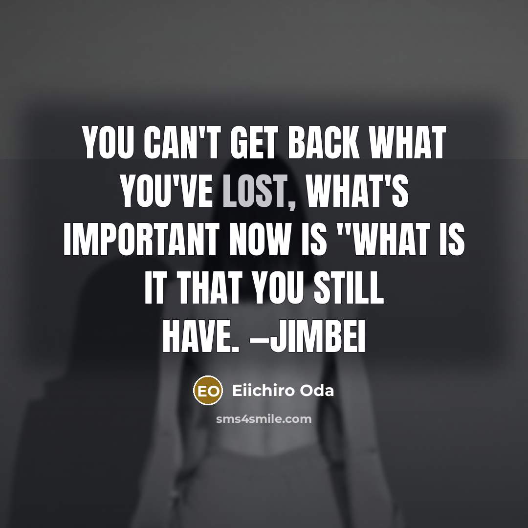 “You can't get back what you've lost, What's important now…” quote by Eiichiro Oda