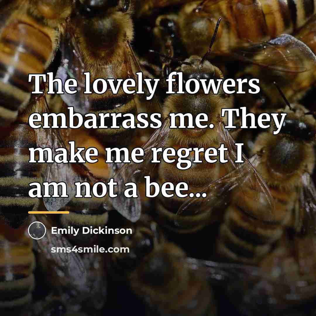 “The lovely flowers embarrass me. They make me regret I…” quote by Emily Dickinson