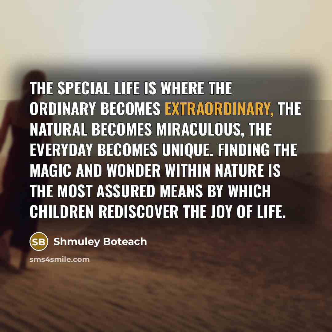 “The special life is where the ordinary becomes extraordinary, the…” quote by Shmuley Boteach