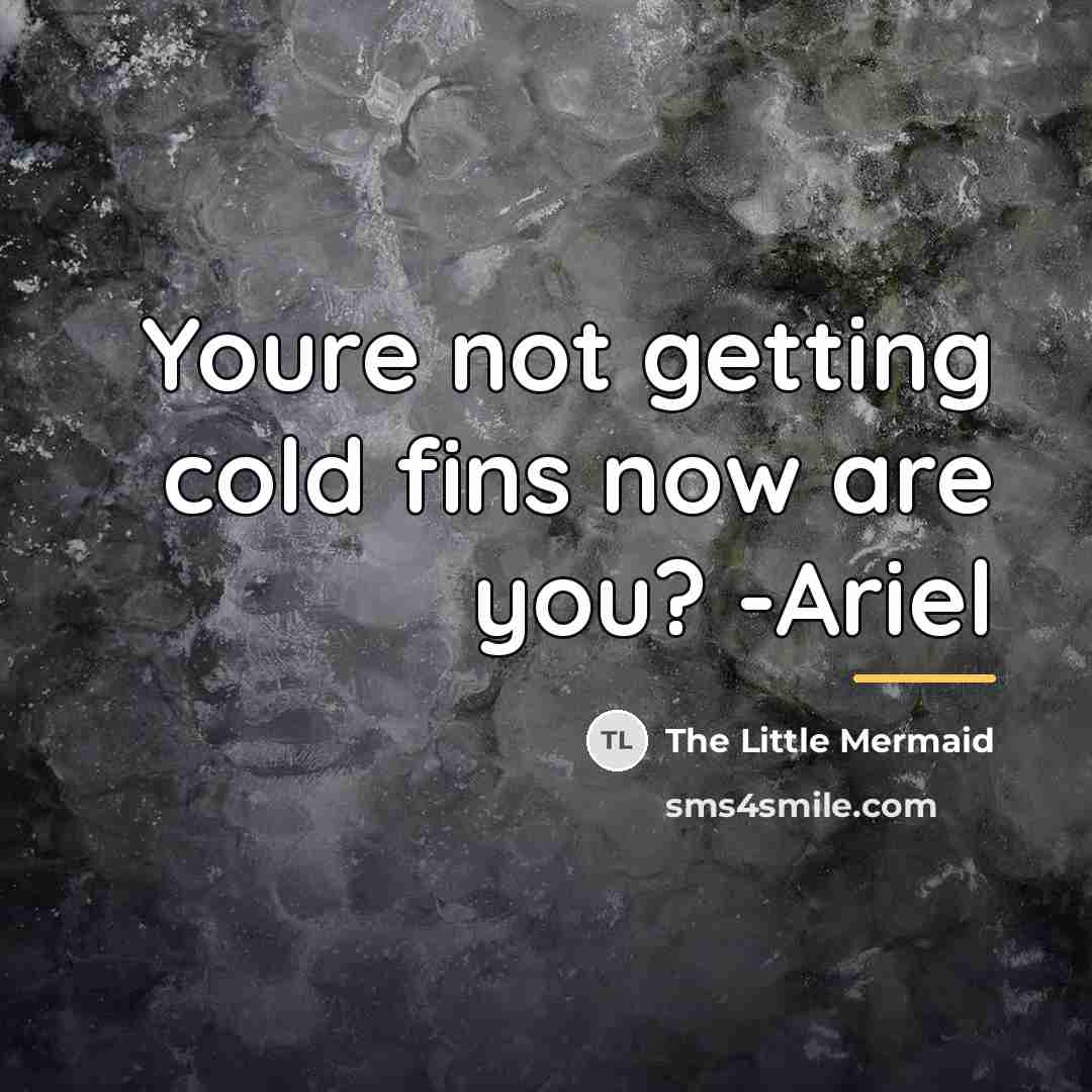 “Youre not getting cold fins now are you? -Ariel…” quote by The Little Mermaid
