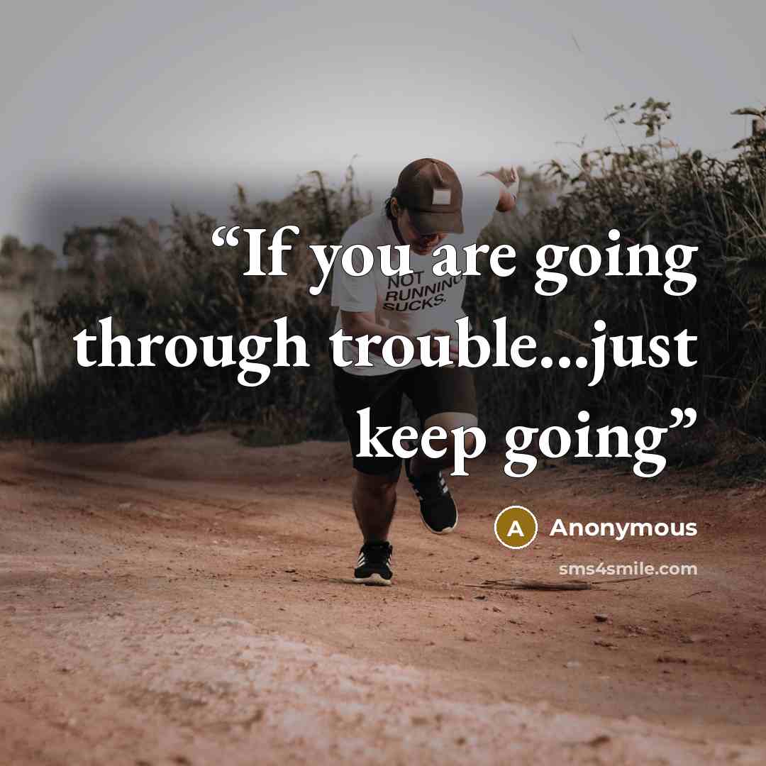“If you are going through trouble...just keep going” quote by Anonymous