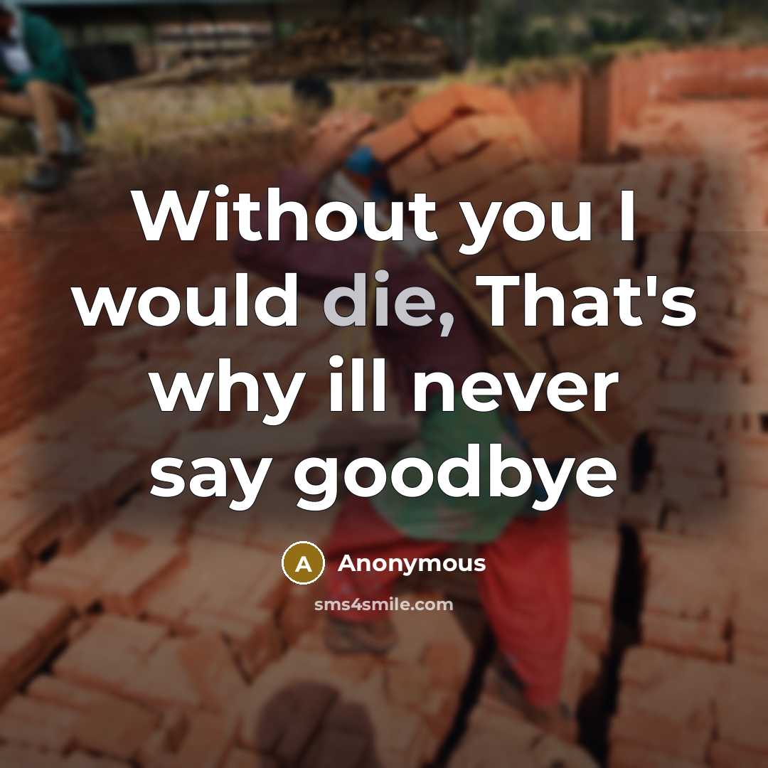 “Without you I would die, That's why ill never say goodbye” quote by Anonymous