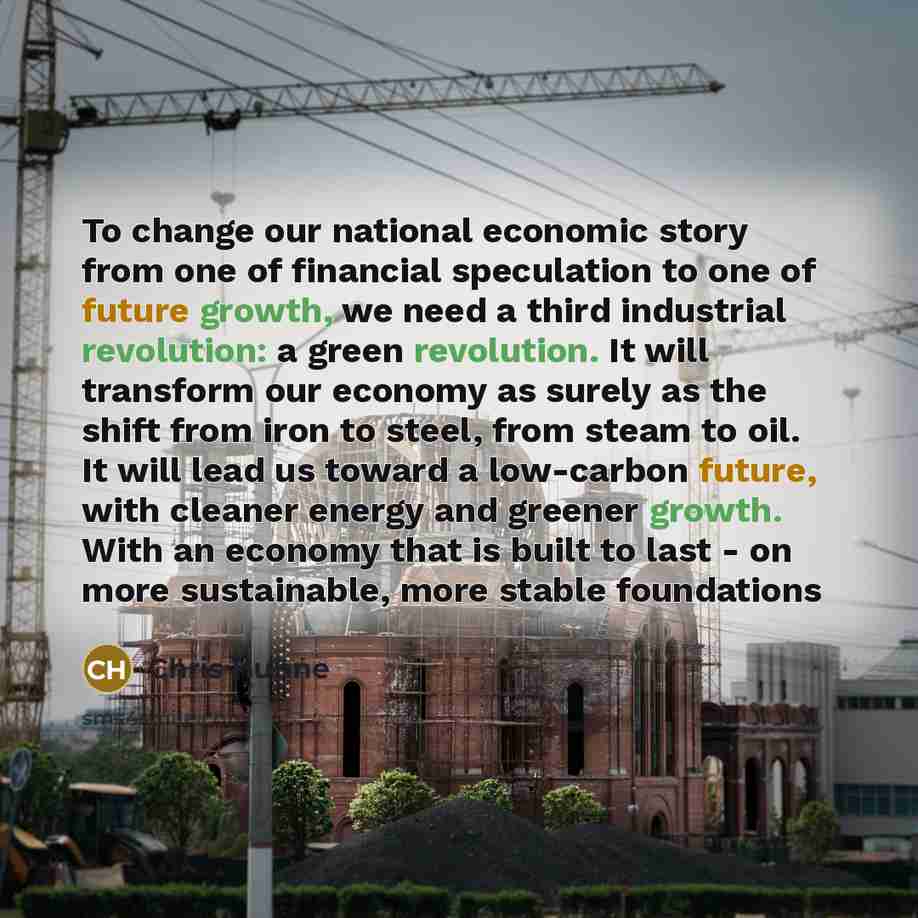 “To change our national economic story from one of financial…” quote by Chris Huhne