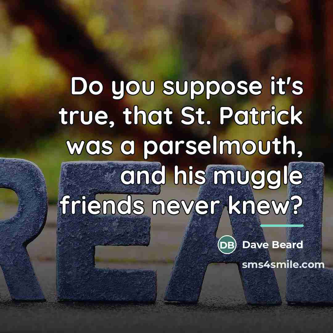 “Do you suppose it's true, that St. Patrick was a…” quote by Dave Beard